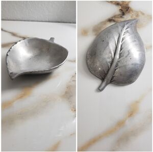 Pewter Leaf tray, jewelry, bar soap, ashtray a catch all dish metal